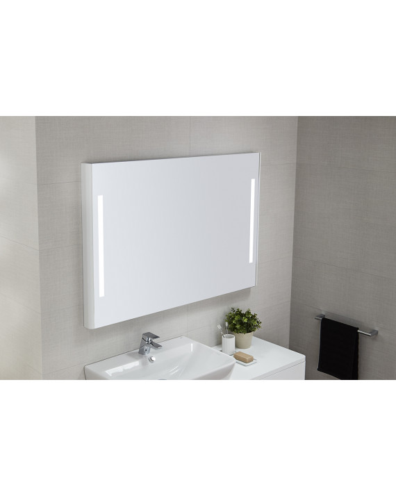 Miroir Emma Square de 80x80 cm - Cadre en bois blanc.