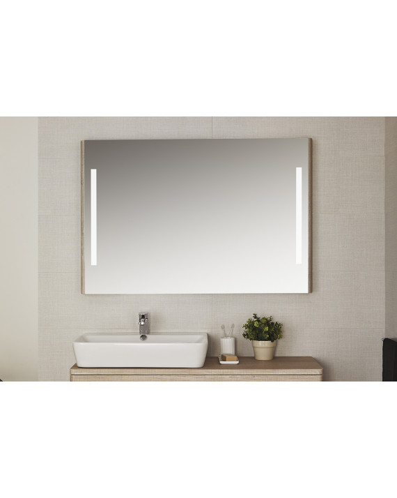 Miroir Emma Square de 80x80 cm - Cadre en chêne naturel.