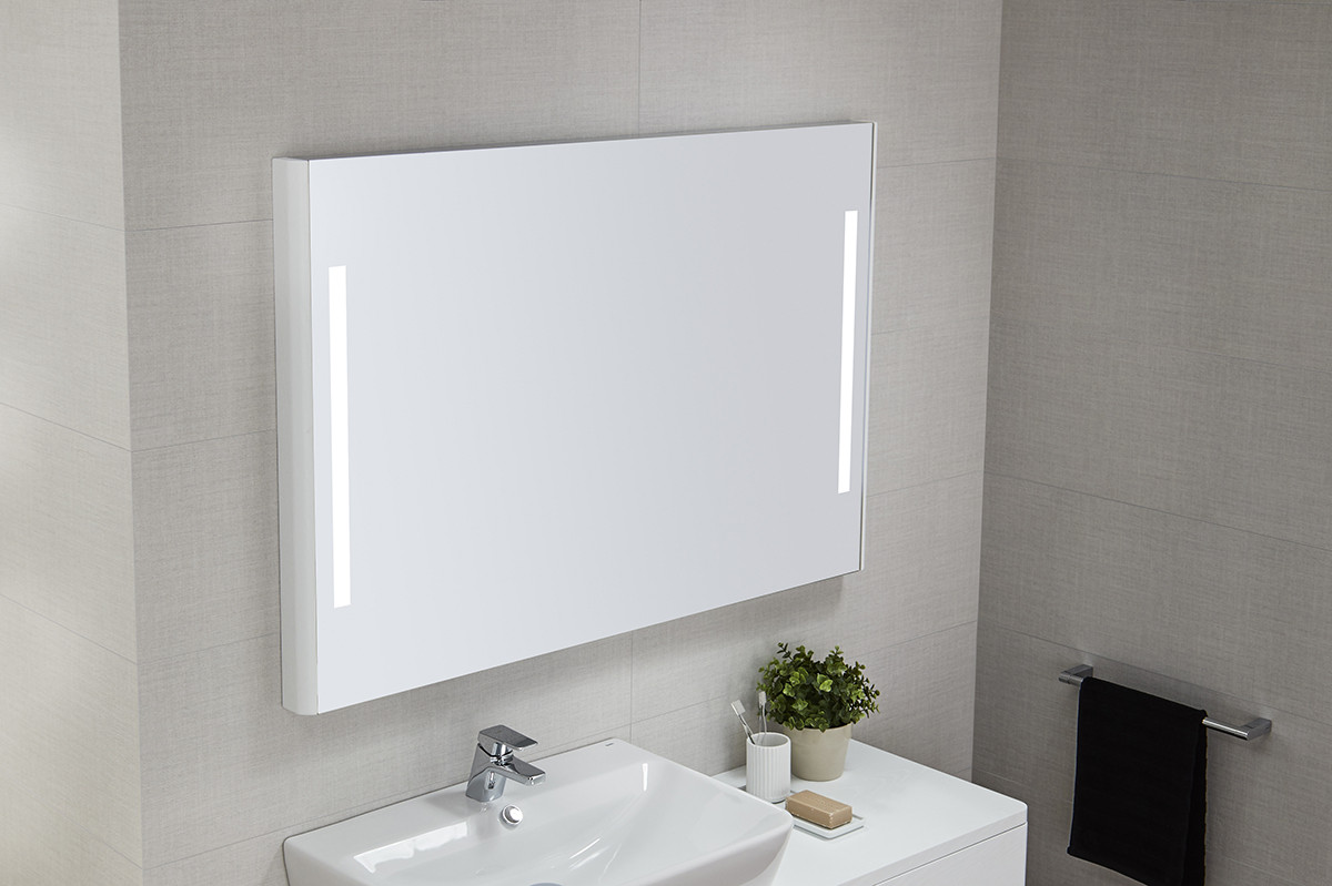 Miroir Emma Square de 120x80 cm - Cadre en chêne naturel. - SOTEM - Les  professionnels du bain